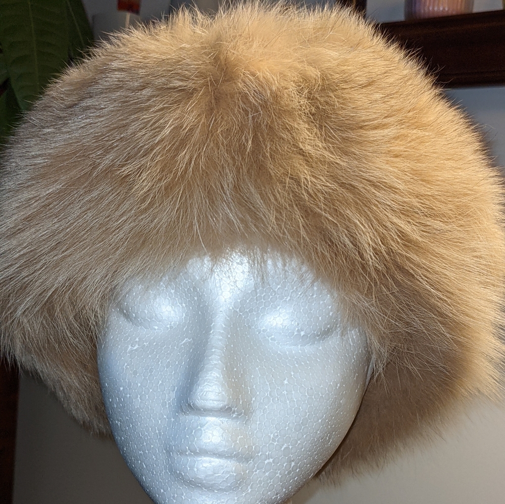 NWOT Genuine beige fox fur headband